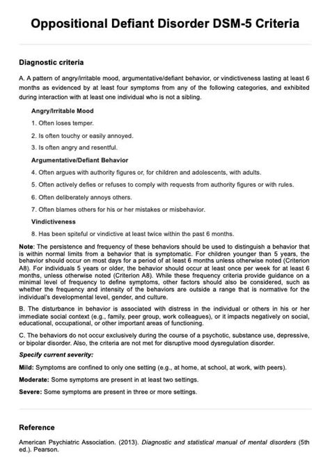 oppositional defiant disorder assessment pdf.